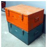 Antique Wood Storage Trunks With Iron Handle & Hinges 11.5" x 24" x 17.5"