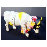 Cow Parade Painted Ceramic Rock-n-Roll Cow Figurine #9137, And Cow Parade Painted Ceramic Hugs And S