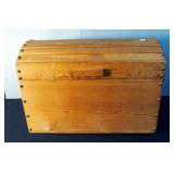 Barrel Top Trunk With Wood Handles And Wood Nail Heads, 17" x 24" x 13.5"