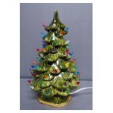 Shawn Hand Crafted Vintage Ceramic Christmas Tree With Lighted Base (Untested), 11.5" Tall