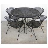 Black Vintage Wrought Iron Patio Dining Table, 29" x 42", And Chairs, Qty 4, 28.5" x 25" x 23", Seat