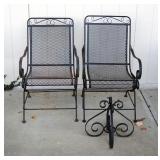 Vintage Wrought Iron Patio Rocker Chairs, 34.5" x 22" x 26", Seat Height 18", Qty 2, And Umbrella St