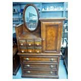 Pulaski Furniture Co Apothecary, 5-Drawer One Cabinet, Tall Chest With Mirror, 69" x 38" x 20"