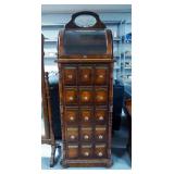 Pulaski Furniture Co Apothecary, 5-Drawer, Semanier With Built-In Glass Display Case, 71" x 24" x 17