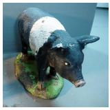 Painted Cast Concrete Pig Statuary, 17.5" x 30" x 14" 