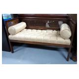 Upholstered Cane Bench 25.5" x 44" x 18", With Pillows, Qty 2