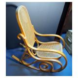 Mid-Century Bentwood Rocking Chair With Cane Back And Seat, 41" x 20" x 39"