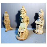 Concrete Garden Gnome Assortment, Qty 3, Very Heavy