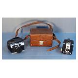 Kodak Brownie Hawkeye Camera, Fujica 35mm Camera With Case And Halina 35mm Camera