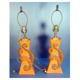 Painted Art Deco Lamps 27" Tall, Qty 2