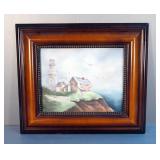 Framed On Canvas Lighthouse Painting Donna Crawford 1958 18.5" x 21.5"