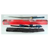 United Black Katana Sword, 29" Blade With Embossed Dragon, With Sheath And Cloth Cover, In Box