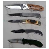 Winchester And Remington Branded Folding Knives, Qty 5, Various Styles And Sizes