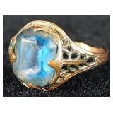 14K Gold Ring, Size 6-3/4, 14K Gold Ring With Blue Stone, Size 7-1/2 And 10K Gold Ring, Size 3, Appr
