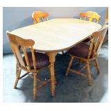 Dining Table With 2 Leaves And 4 Matching Chairs With Seat Cushions, Table Is 30" H x 43" W x 41.5" 