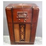 Firestone Air Chief Console Radio, 37.5" H, Powers On But Tuning Dial May Need Adjustment