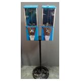 Dual Head Oak Vending Machines, On Stand, With Key