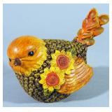 Owl Statue, 12" H, Resin Cardinal Figure, And Birds With Leaf Wings Figurines, Total Qty 5