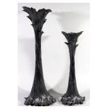 Melrose International Candle Stands With Trunk And Vine Design, 18.5" And 14" H