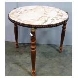 Side Table With Faux Stone Top, 15" H x 17.5" Dia