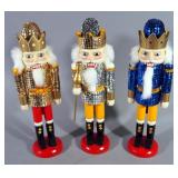 Decorative Wood Nutcrackers, Qty 3, Approx 14" H, 1 Has Detached Head