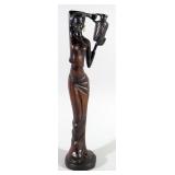 Ethiopian Woman Metal Statuette, 18" H