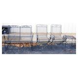 Outdoor Patio Set With Floral And Mesh Design, Includes Glider And 2 Rockable Chairs