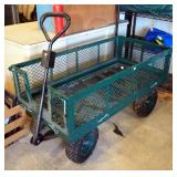 Steel Garden Cart With Collapsible Sides, Air Tires, Bed Size 13" x 47" x 23"