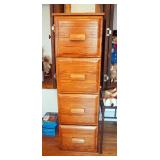 Oak 4-Drawer File Cabinet, 55.5" x 17" x 23"