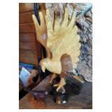 Hand Carved Eagle Statuette, 21" x 8" x 8" And Robin