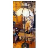Antique Slag Glass Floor Lamp, 55" Tall, Powers On