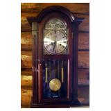 D & A Pendulum Wall Clock, 26.5" x 14" x 6", Includes Key