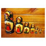 Painted Wood Russian Nesting Doll 7 Piece Set