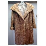 Ladies Vintage Authentic Fur Coat, No Manufacturer Label, Approx Size Medium And Faux Fur Hand Muff