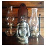 Brass Wall Mount Oil Lamp, Glass Oil Lamp, Tea Light Lantern And Wood Oil Lamp Wall Mount