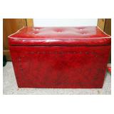 Vintage Vinyl Cushioned Storage Bench, 17" x 27.5" x 14.5"