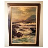 Laguna Vista Framed Seascape Painting, Signed By Dan Bloeman, 42.5" x 30.5"