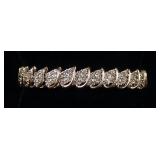 10K Gold Bracelet With Clear Stones, Possibly Diamonds, 7" Long, Approx 19.67 g Total Weight Includi
