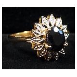 10K Gold Ring With Blue Stone, Possibly Sapphire, Size 7-3/4, Approx 2.73 g Total Weight Including S