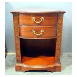 Drexel Nightstand, 2 Drawers And Lower Storage, Scrollwork Design Accents, 28.25" H x 22" W x 16" D