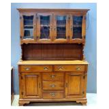 Young Republic Solid Hard Rock Maple Illuminated China Cabinet, 71" H x 52" W x 19" D, Powers On