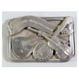 Brass And Pewter Belt Buckles, Qty 4, Includes Mountain Man, Country Western Music, Deer, And Confed