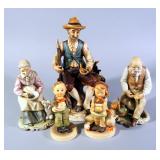 Ceramic Figures, Includes Hummel Soloist Boy And Be Patient, Lipper & Mann Seated Couple, Each 5.75"