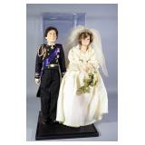 Danbury Mint Prince Charles And Princess Diana Wedding Porcelain Dolls, 19" H, On Stands