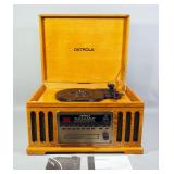 Detrola KM837 Record Player, FM/AM, CD Player, Cassette Player, With Vintage Style Look, With Instru