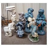 Outdoor Statuary, Includes Angel, Boy And Dog Flying A Kite, Children, And More, Various Materials