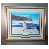 Framed Matted Under Glass "Split Rock Snowy" Print By Bruce Miller, Signed And Numbered In Pencil, 3