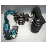 Minolta X-700 35mm Camera With Nikon Nikkor 105mm Lens And DX 200mm Lens