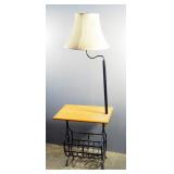 Metal Famed Lamp Table With Wood Top, 58" x 20" x 14"