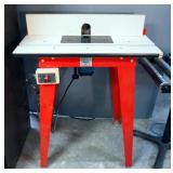 Ryobi 3HP Plunge Router, Model #R-600, Mounted In RBI Industries Metal Framed Router Table, Model #1